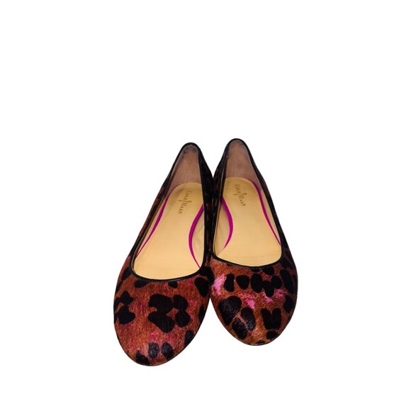 Cole Haan Womens Leopard Print Ballet Flats 6.5B Leather & Calf Hair Pink Brown - Picture 9 of 10